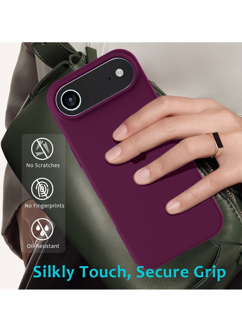 Wtech Apple iPhone Air 5G 2025 Luxury Premium Quality Liquid Silicone Case Cover (MCRPSN) - Plum - Image 2