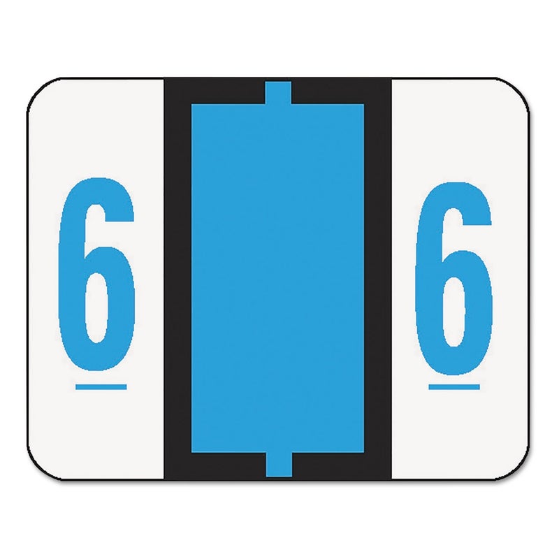 Smead BCCRN Bar-Style Color-Coded Numeric Label, 6, Label Roll, Blue, 500 Labels per Roll (67376) - Image 1