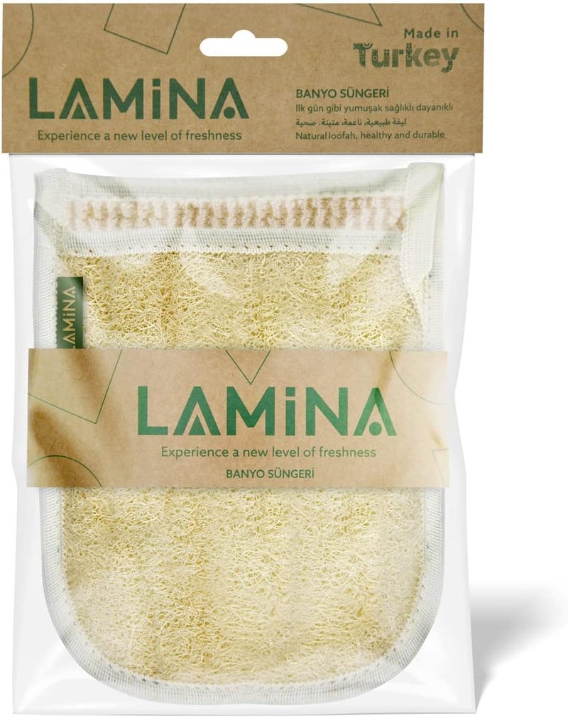 LAMINA Natural Loofah Sponge Bath Glove Exfoliating Glove Natural Bath Loofah Mitt Quality Brand Shower Bathing with Loofah Pads All-Round Cleaning Body Scrubber Body Care… - Image 4