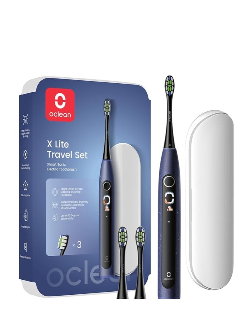 Oclean X Lite Smart Sonic Electric Toothbrush Travel Set — Blue — Smart Screen Feedback – 72 , 000 Movements - Image 1