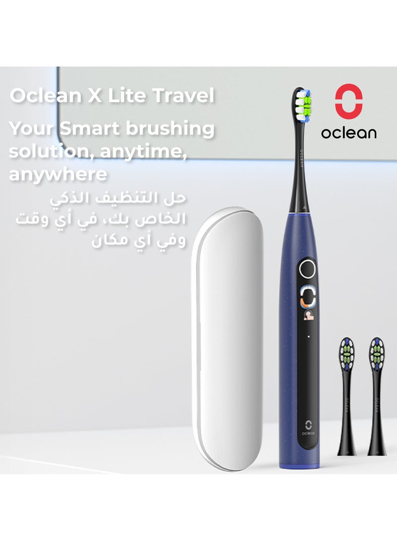 Oclean X Lite Smart Sonic Electric Toothbrush Travel Set — Blue — Smart Screen Feedback – 72 , 000 Movements - Image 3