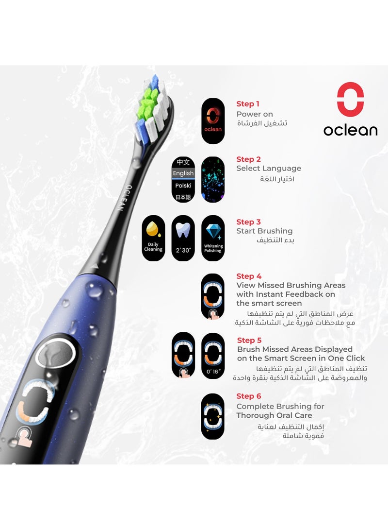 Oclean X Lite Smart Sonic Electric Toothbrush Travel Set — Blue — Smart Screen Feedback – 72 , 000 Movements - Image 5