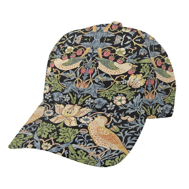DJTRRF Vintage Green Yellow Birds Floral Baseball Cap Dad Hats All-Over Print Accessory 100% Polyester Adjusts to Fit Most - Image 1