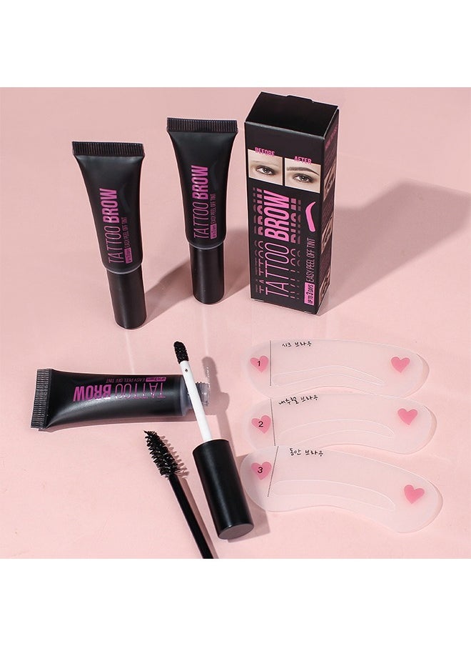 Smile - Tattoo Brow Tint Easy Peel Off Tint - Eyebrow Gel with Mascara Brush and Three Eyebrow Shapes Waterproof Sweatproof 3 Days Long Lasting Peel Off Tattoo Brow Gel Medium Brown #02 - Image 1