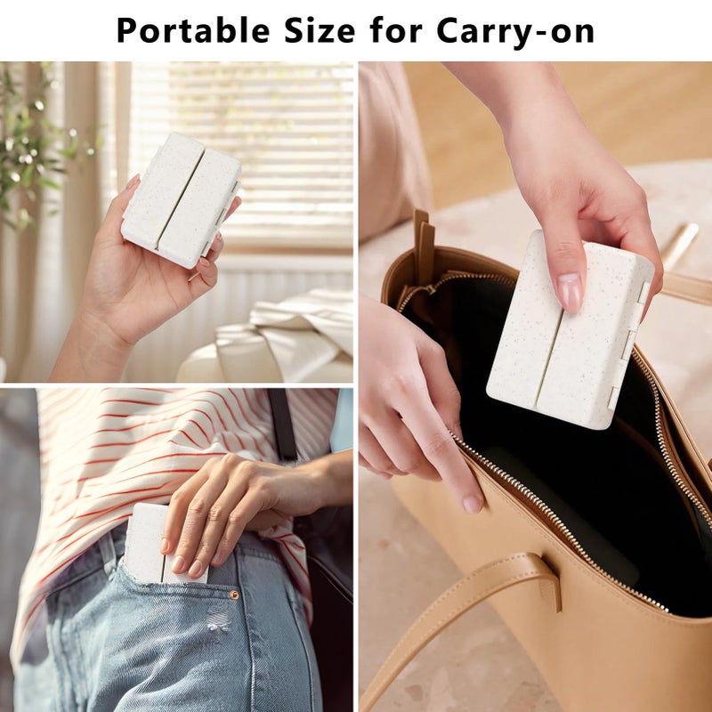 FYY Travel Pill Organizer with Blank Lables,6 Compartments Magnetic Pill Organizer Pill Box for Purse Pocket to Hold Vitamins,Cod Liver Oil,Supplements and Medication-Beige - Image 5