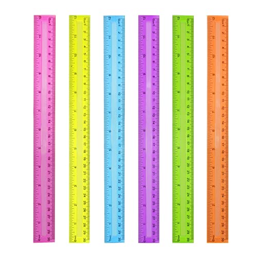 DAGONGREN 30 Pack Clear Plastic Rulers 12 Inch,Transparent Assorted Color Metric Bulk Rulers with Inches and Centimeters,Kids Ruler for School,Home,Office - Image 4