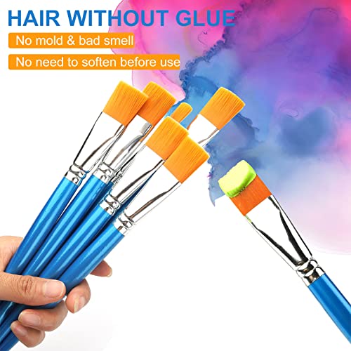 GACDR 1 inch Flat Paint Brushes for Acrylic Painting,12 Pieces Large Synthetic Paint Brushes Bulk with Wooden Handle for Acrylic, Watercolor, Oil, Crafts, Face Body Art - Image 3