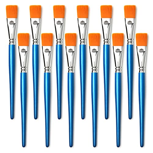 GACDR 1 inch Flat Paint Brushes for Acrylic Painting,12 Pieces Large Synthetic Paint Brushes Bulk with Wooden Handle for Acrylic, Watercolor, Oil, Crafts, Face Body Art - Image 1
