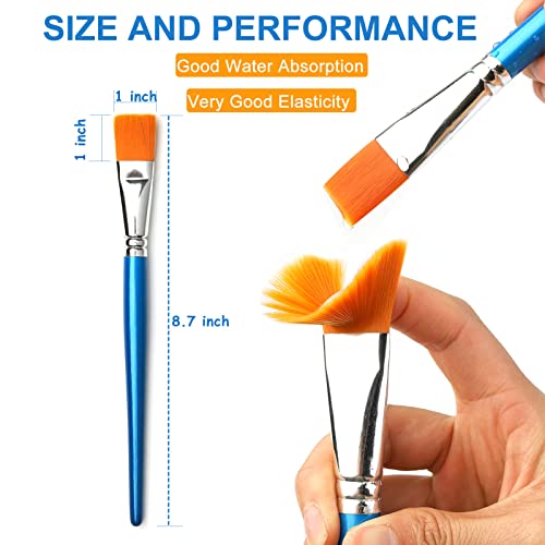 GACDR 1 inch Flat Paint Brushes for Acrylic Painting,12 Pieces Large Synthetic Paint Brushes Bulk with Wooden Handle for Acrylic, Watercolor, Oil, Crafts, Face Body Art - Image 4