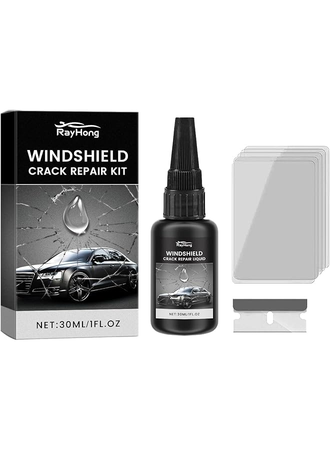 KASTWAVE Windshield Cracks Repair Kit, Glass Liquid Repair Set For Cars, Fixes Chips & Star-Shaped Cracks, Wind Shield Car Glass Repair Set (30Ml) - Image 1