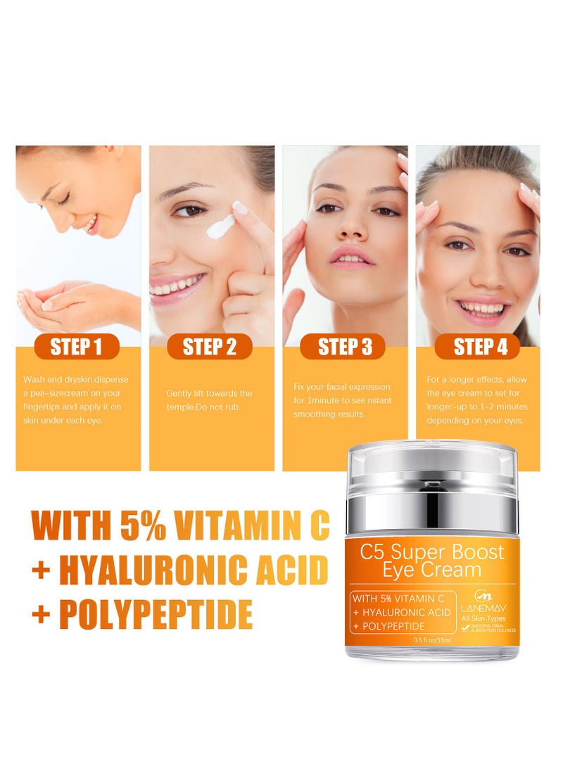 Super Boost Eye Cream, Vitamin C Hyaluronic Acid Polypeptide ,  Dark Circles And Puffiness, Anti-Aging Caffeine, Brightens, Reduces Puffiness, Dark Circles, And Fine Lines, Eye Treatment 15ml - pzsku/ZCDDFBB97373B31408E3BZ/45/_/1717989344/9671a96f-cba4-450d-ae04-4d08c04959d3