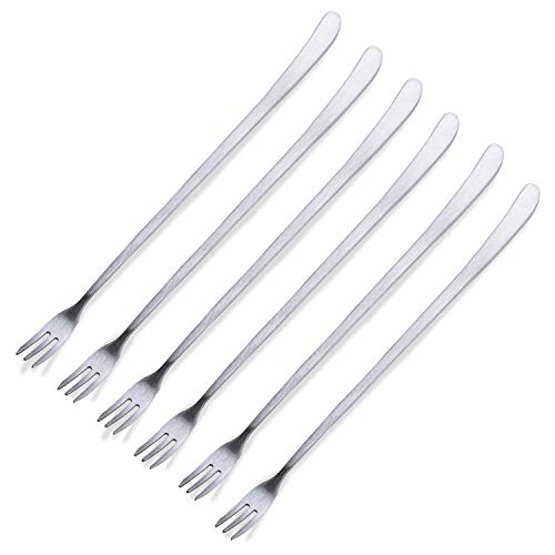 JSEVEN [JSeven] Long Handle Forks, Stainless Steel Dessert Forks, Fruits, Pickles Forks, Fancy Table Forks (6 Pcs) - Image 1