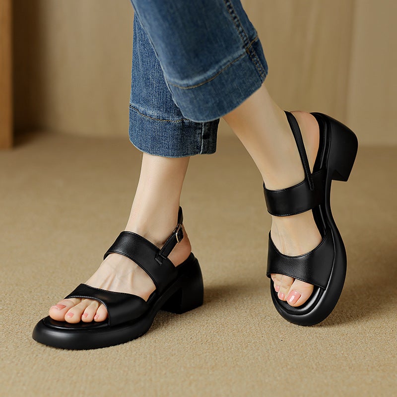 Wish 2024 Summer College Style High Heel Women'S Shoes 33-43 Size Open Toe Round Toe Sandals - Image 3