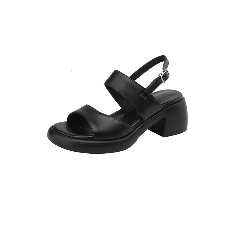Wish 2024 Summer College Style High Heel Women'S Shoes 33-43 Size Open Toe Round Toe Sandals - Image 1