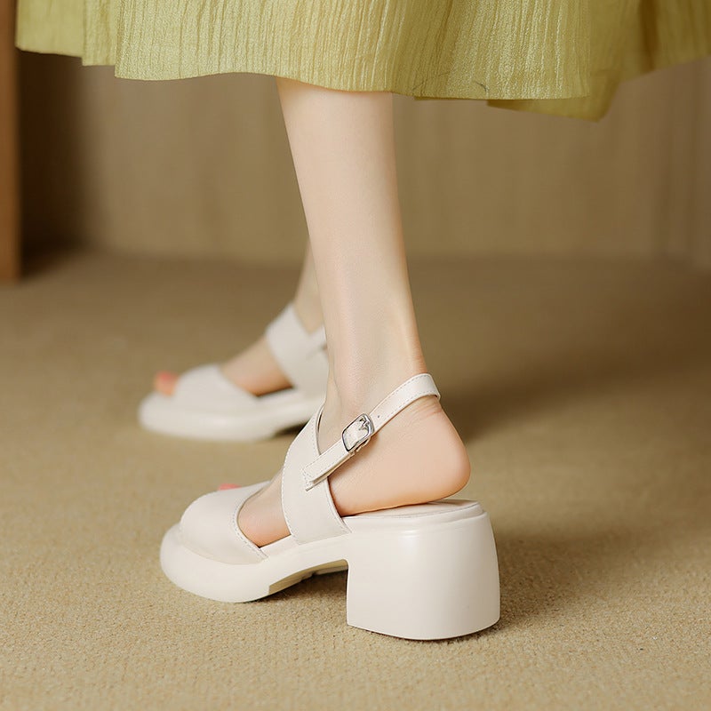 Wish 2024 Summer College Style High Heel Women'S Shoes 33-43 Size Open Toe Round Toe Sandals - Image 4
