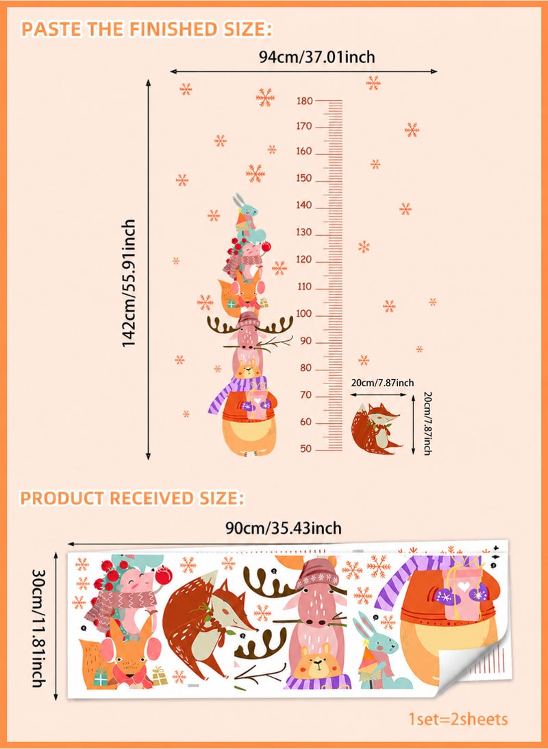 Height Measurement Wall Sticker for Children | Cute Stacked Animals Peel and Stick Height Chart Removable Waterproof PVC Decal for Kids Room Bedroom Nursery Living Room Decor - Image 2