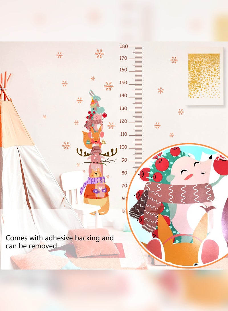 Height Measurement Wall Sticker for Children | Cute Stacked Animals Peel and Stick Height Chart Removable Waterproof PVC Decal for Kids Room Bedroom Nursery Living Room Decor - Image 3