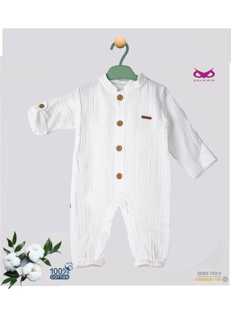 solemia Organic Cotton Muslin Baby Romper - Eoko-Tex Certified