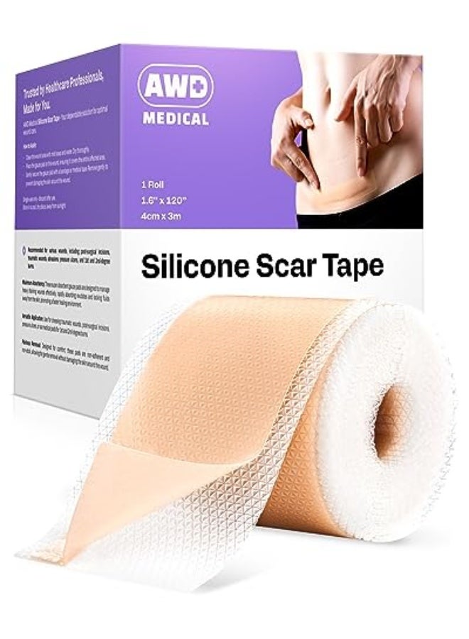 AWD Medical AWD Silicone Scar Sheets for Surgical Scars Medical Grade Silicone Scar Tape for C Section Tummy Tuck Tape Keloid Treatment Silicone Skin Patches After Surgery Must Haves 16 x 120 Roll - Image 1