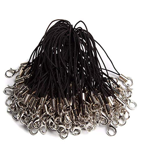 mollensiuer 100Pcs Black Lanyard Lobster Clasp Lariat Cord Strap for Mobile Cell Phone/Mp3/Mp4/USB Flash Drive/Charms/Keyring and More - Image 1