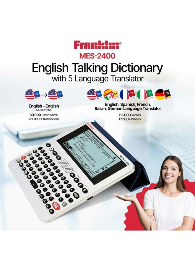 Franklin MES-2400 Electronic Dictionary English - Talking Dictionary, Phrase Book, Spell Checker - with Multi-Language Translator (English, Spanish, French, Italian, German Language Translator) - Image 2