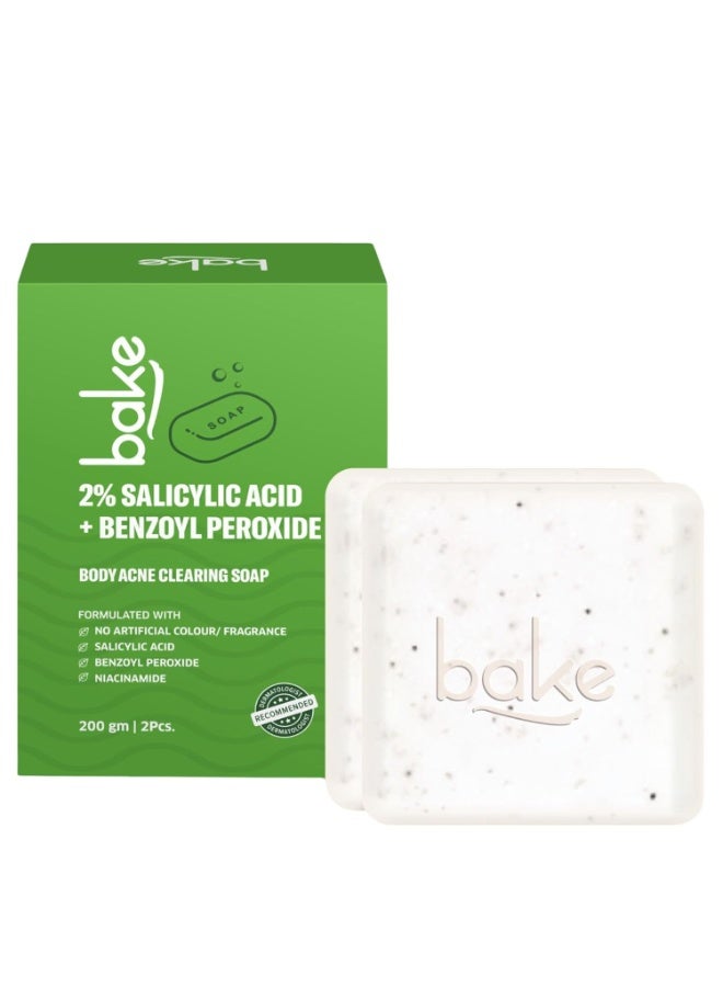 BAKE 2% Salicylic Acid Soap (2 pcs) Scrub Treatment with Niacinamide for Body & Back Acne, Reduces Strawberry Legs | Fades Dark Spots | Non Drying Formula | Soap For Men & Women | 100g x 2  (Pack of 2)) - Image 1