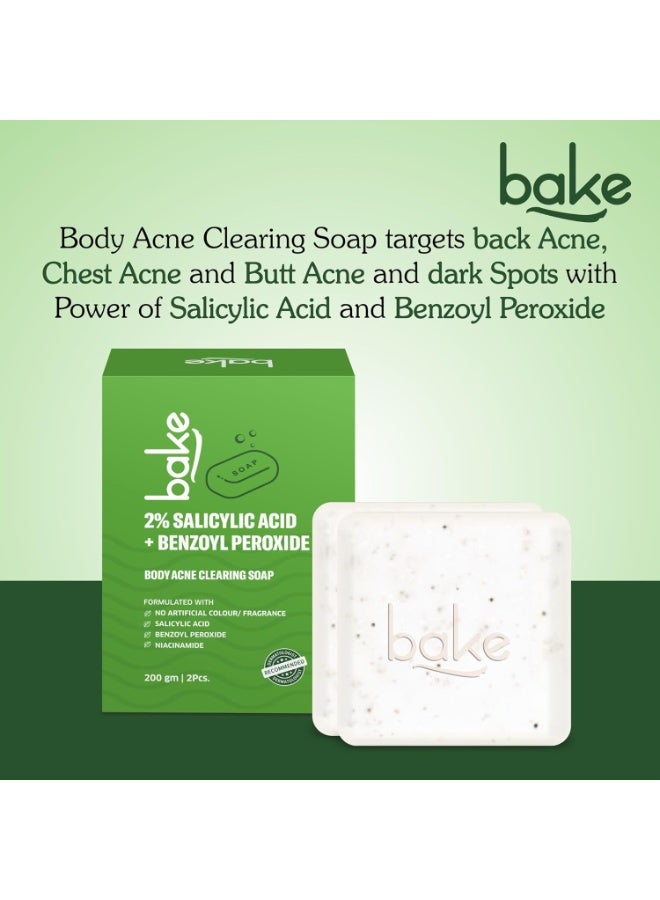 BAKE 2% Salicylic Acid Soap (2 pcs) Scrub Treatment with Niacinamide for Body & Back Acne, Reduces Strawberry Legs | Fades Dark Spots | Non Drying Formula | Soap For Men & Women | 100g x 2  (Pack of 2)) - Image 4