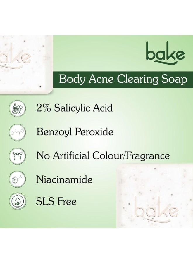BAKE 2% Salicylic Acid Soap (2 pcs) Scrub Treatment with Niacinamide for Body & Back Acne, Reduces Strawberry Legs | Fades Dark Spots | Non Drying Formula | Soap For Men & Women | 100g x 2  (Pack of 2)) - Image 3