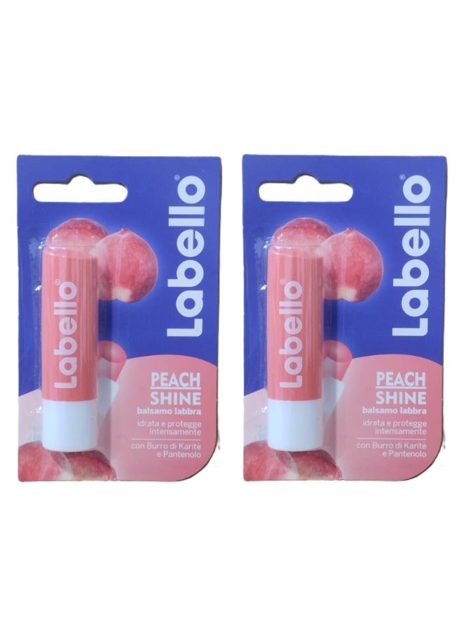Labello 2 Pcs Labello Peach Shine Lip Balm 4.8Gm - Image 1