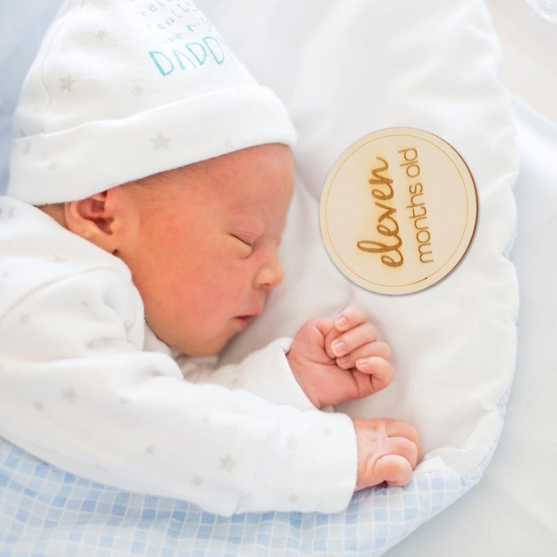 12Pcs Wooden Monthly Milestone Cards Newborn Photography Prop Set For Baby Growth Memory - Image 5