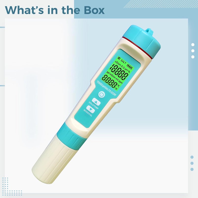 7-In-1 Water Quality Tester, Digital Ph Meter With Orp, Salinity, Tds, Ec, S.G And Temp Test, Ip67 Waterproof - Image 5