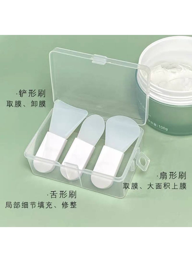 فرش سيليكون لوضع قناع الوجه، ملاعق مكياج صغيرة سهلة الاستخدام، أدوات معالجة الطين لقناع تجميل الوجه، مجموعة من 3 فرش سيليكون ناعمة - Image 4