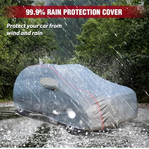 CABIUS 100% Waterproof Car Body Cover for Hyundai i10 Old with Mirror Pocket (Heat & UV Resistant, Triple Stitched, Soft Lining, Bottom Elastic & Piping) Grey - Image 5