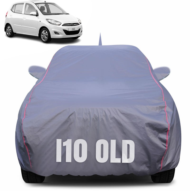 CABIUS 100% Waterproof Car Body Cover for Hyundai i10 Old with Mirror Pocket (Heat & UV Resistant, Triple Stitched, Soft Lining, Bottom Elastic & Piping) Grey - Image 1