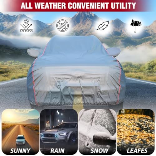 CABIUS 100% Waterproof Car Body Cover for Hyundai i10 Old with Mirror Pocket (Heat & UV Resistant, Triple Stitched, Soft Lining, Bottom Elastic & Piping) Grey - Image 2