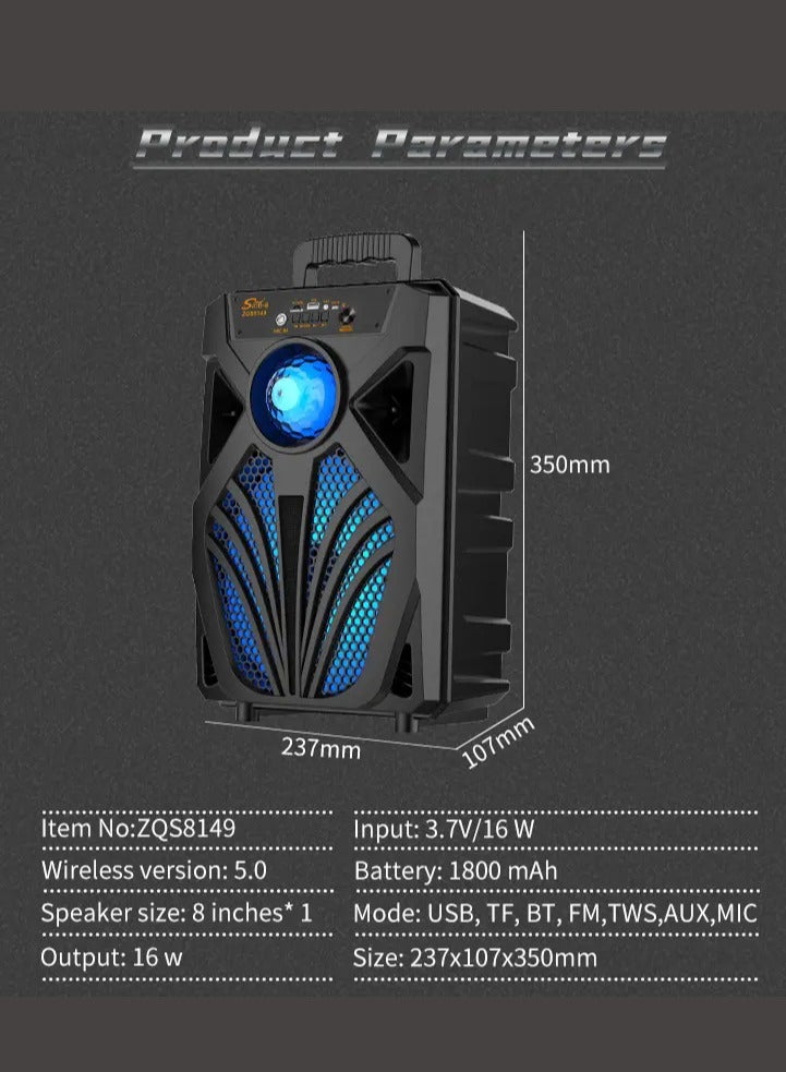 singe Wireless Bluetooth Speaker, Stereo Sound, FM Radio, TF Memory, USB Input, Mic Input rechargeable - Image 5