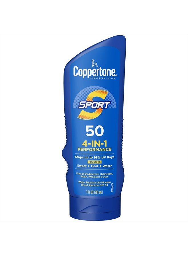 Coppertone SPORT Sunscreen SPF 50 Lotion, Water Resistant Sunscreen, Body Sunscreen Lotion, 7 Fl Oz - Image 1