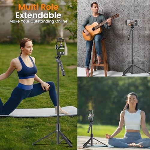 WeCool S5 Selfie Stick with Tripod Stand, 6section Telescopic Pole with 70in/178cm Long Stick, Ultimate Stability with 360°Rotating Handle & Reinforced Tripod Stand, Selfie Stick for Photos &Vlogging - Image 2