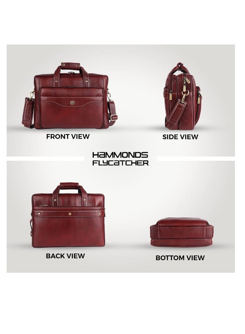  هاموندز فلاي كاتشر حقيبة مكتب جلدية للرجال مع حزام عربة - حقيبة لابتوب للرجال مع جيب لابتوب . بوصة - حزام قابل للتعديل - حقيبة جلدية للرجال | بني | - Image 2