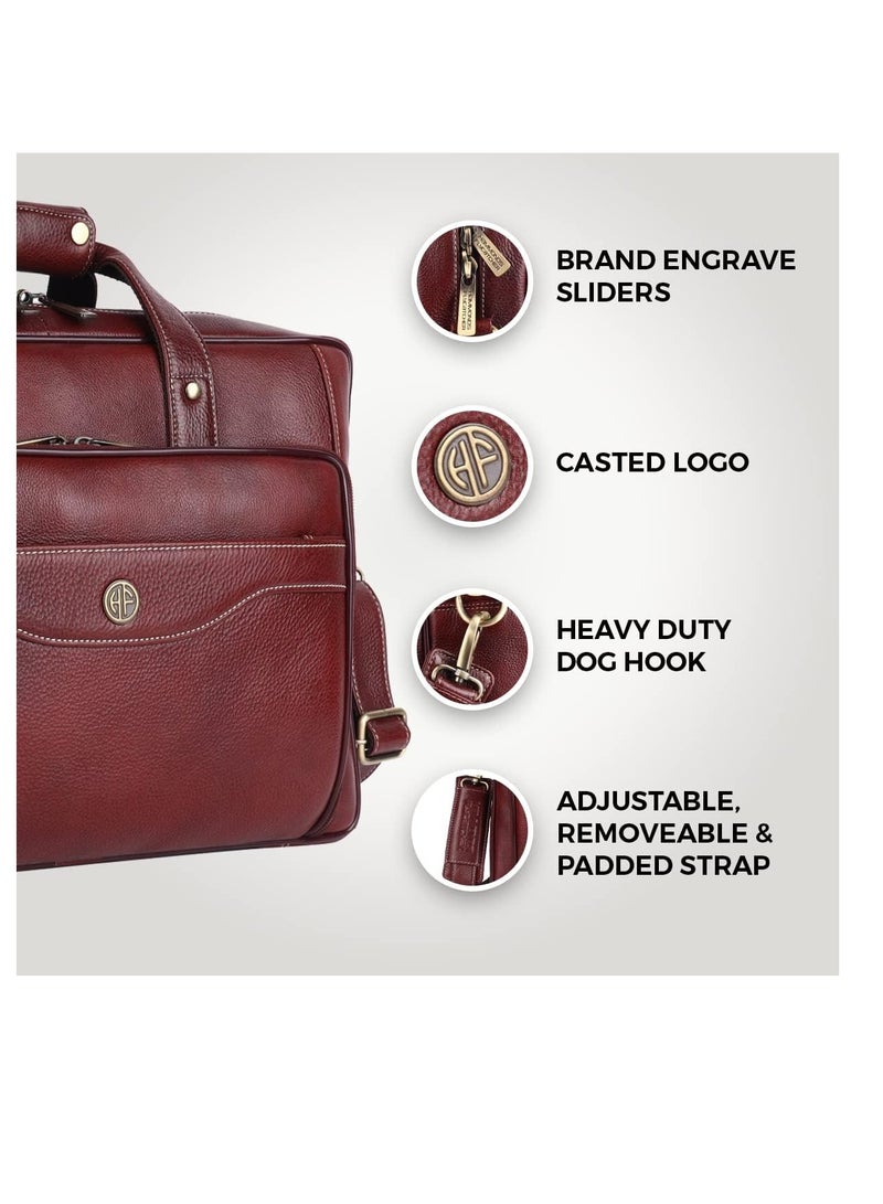  هاموندز فلاي كاتشر حقيبة مكتب جلدية للرجال مع حزام عربة - حقيبة لابتوب للرجال مع جيب لابتوب . بوصة - حزام قابل للتعديل - حقيبة جلدية للرجال | بني | - Image 3