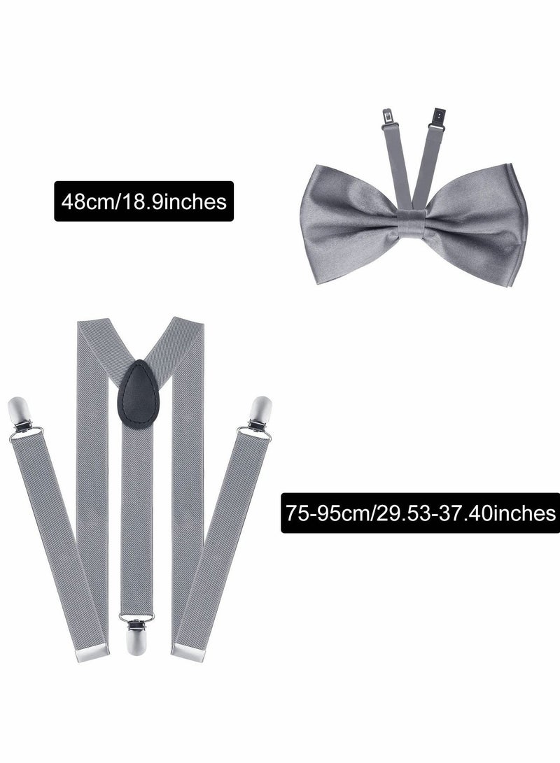 Y&D 14 Pieces 1920s Men Costume Accessories Set Roaring Retro Gangster Costume, Hat, Bow Tie, Pocket Watch, Suspender, Glasses, Beard, Armband Garters, Watch - Image 3