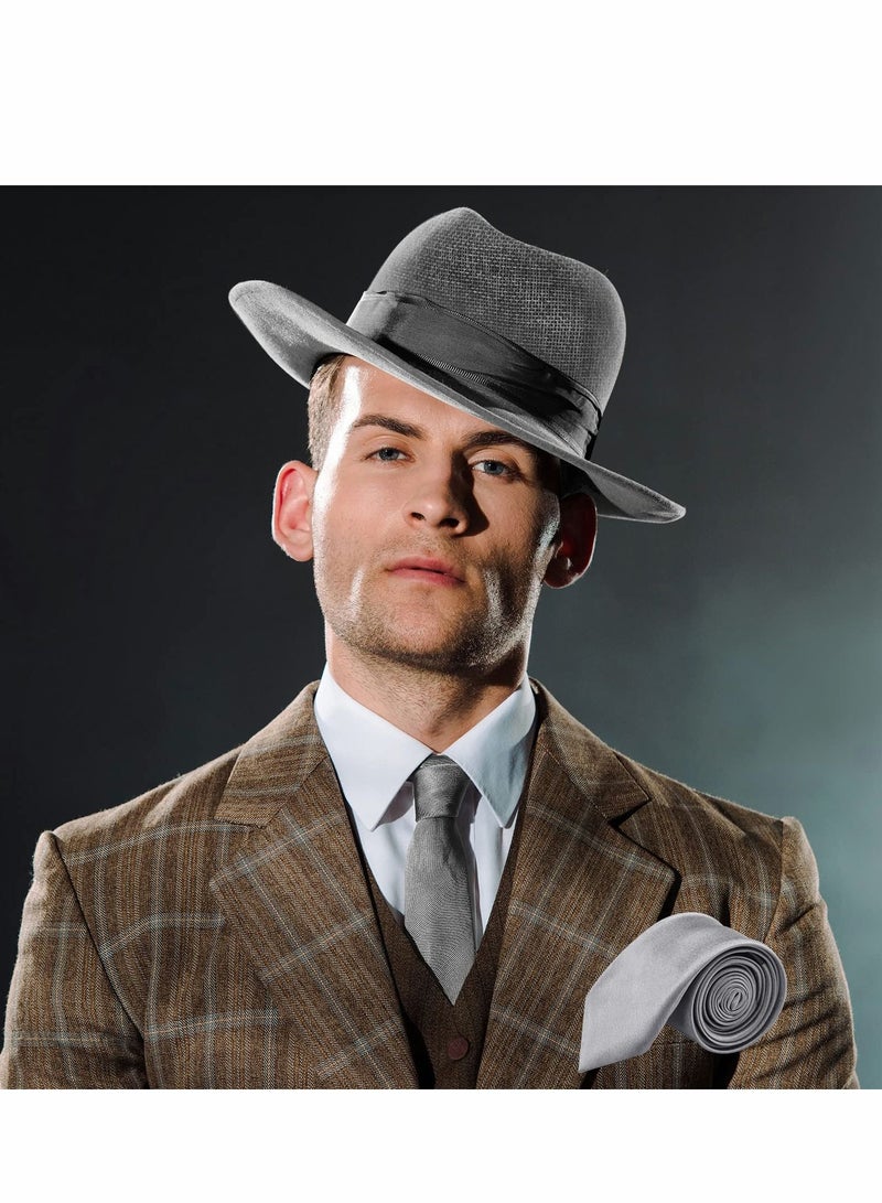 Y&D 14 Pieces 1920s Men Costume Accessories Set Roaring Retro Gangster Costume, Hat, Bow Tie, Pocket Watch, Suspender, Glasses, Beard, Armband Garters, Watch - Image 5