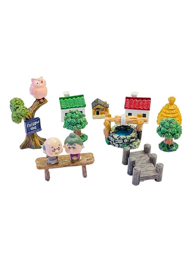 Krisah Pack of 12 pcs Resin Foam Miniature Doll House Garden Decorative X Small Multi Color Mix Items - Image 1