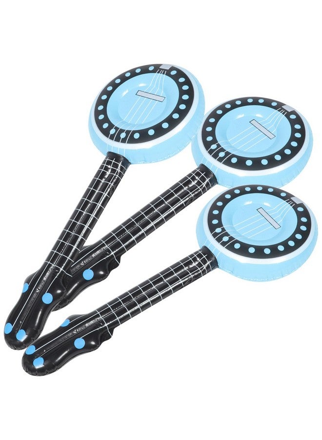 HOMSFOU Blow Up 3pcs Inflatable Instrument Blow Up Banjo Balloons Rock Star Props for Musical Themed Party Favors Decors Blue Inflatable Music Props - Image 1