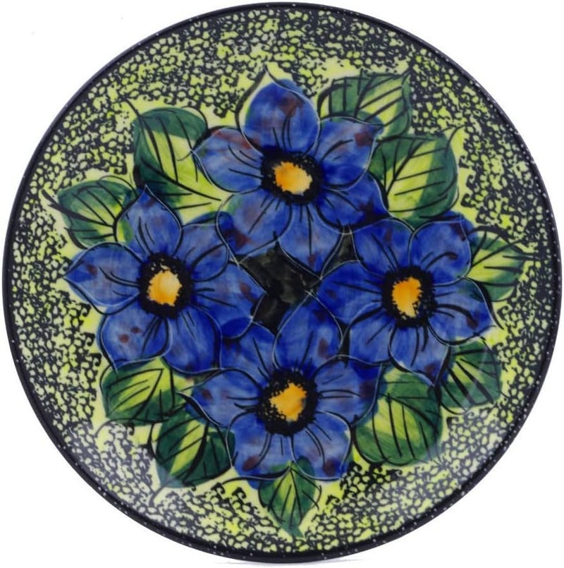 Polmedia Polish Pottery طبق حلوى بولندي أصيل بتصميم توهج منتصف الليل UNIKAT مصنوع يدويًا في بولسوافيا بولندا شهادة الأصالة - Image 1
