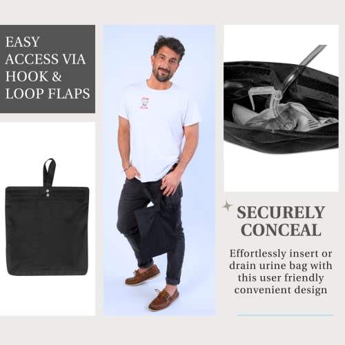 Inspired Comforts Urine Catheter Bag Cover with Snap on Pipe Cover & Hanging Strap | Easy Access | Secure & Discreet | Men & Women | 2000ml | Black - Image 5