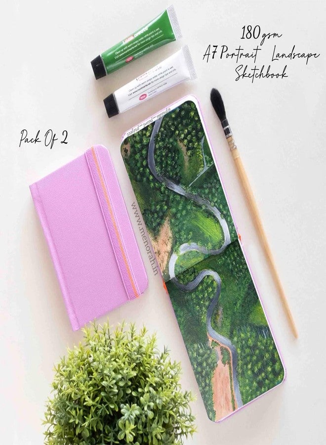 MENORAH - Artist Sketchbook-A7-180gsm - Drawing Notebook, Handmade Hard Bound Notebook -100 Pages / 50 Sheets - Pack of 2 (Landscape & Portrait) - Lavender - Image 4