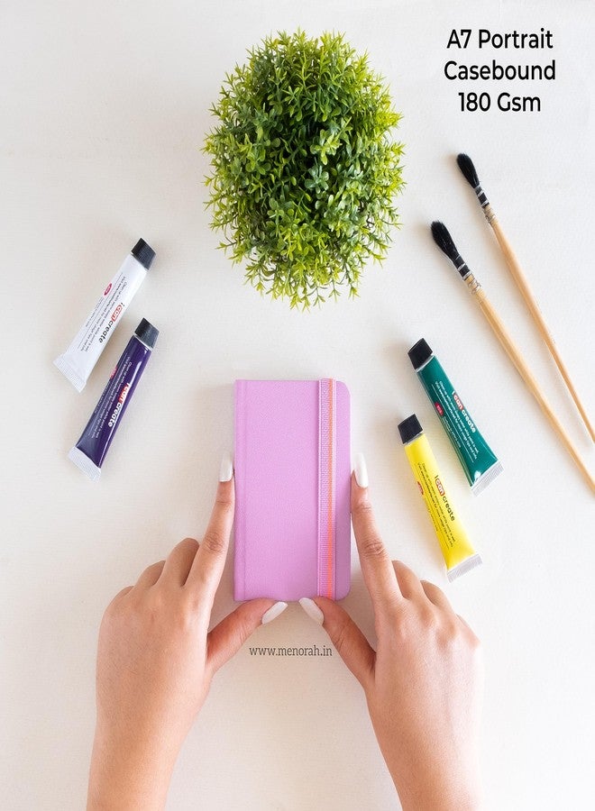 MENORAH - Artist Sketchbook-A7-180gsm - Drawing Notebook, Handmade Hard Bound Notebook -100 Pages / 50 Sheets - Pack of 2 (Landscape & Portrait) - Lavender - Image 3