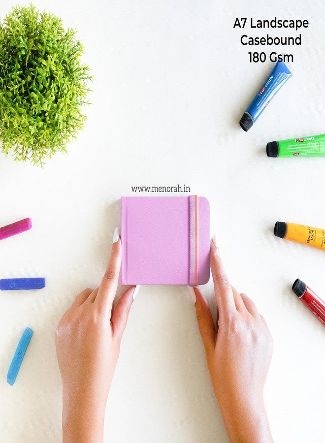 MENORAH - Artist Sketchbook-A7-180gsm - Drawing Notebook, Handmade Hard Bound Notebook -100 Pages / 50 Sheets - Pack of 2 (Landscape & Portrait) - Lavender - Image 2