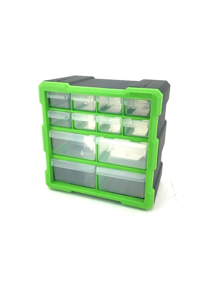 Tool Box with 12 Compartment Drawer Parts Storage Organizer Carry Case Cabinet Home Workshop Garage Tool Box Nail Screw DIY Craft Hobby  - Image 2